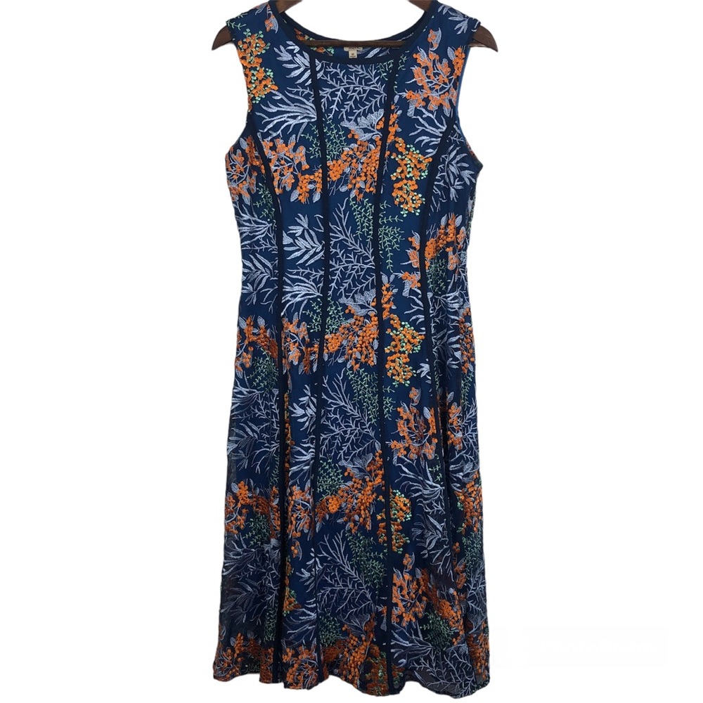 Reba Floral Embroidered Sleeveless A-Line Dress Size Medium